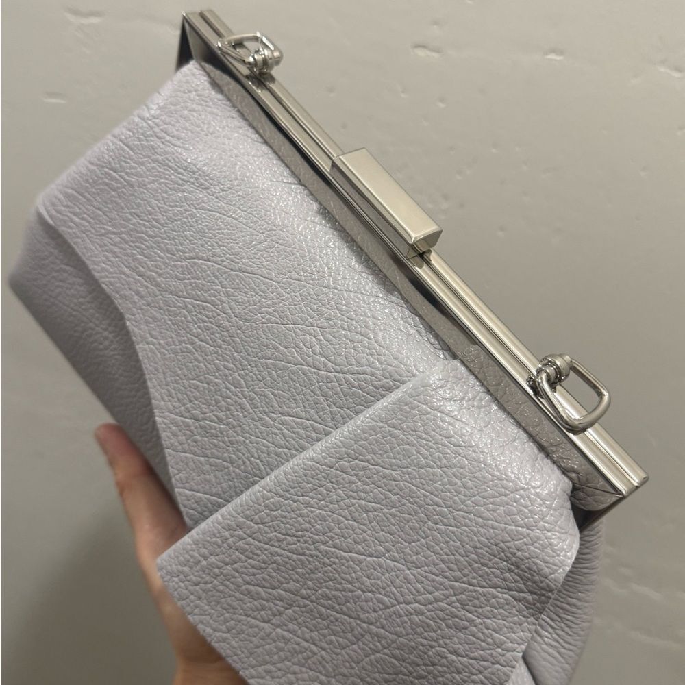 Handmade Cowhide Leather Asymmetrical Ruffles Metal Frame Bag, Multi Use Style - Picture 9 of 16